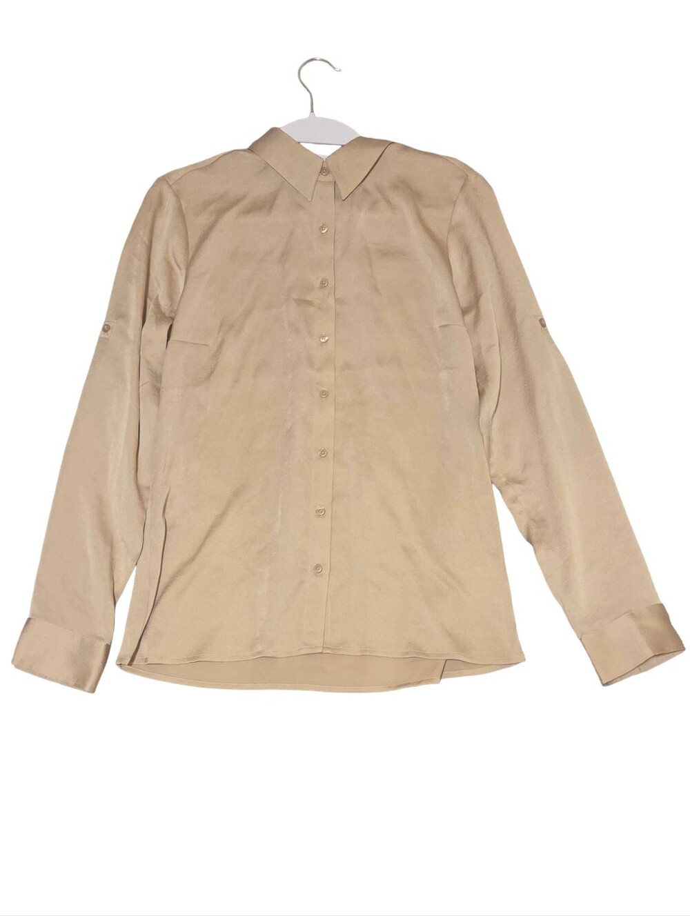 Express Portofino Tan Button-Up Collared Shirt